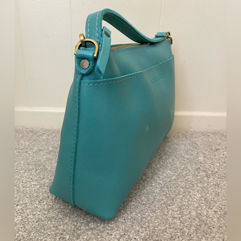 NWOT PLG Portland Leather’s Goods Large Poppy Crossbody Purse Optical Blue Bag - Picture 2 of 11